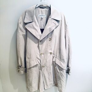 London Fog Trench Coat Double Breasted Collared‎ Jacket Beige Medium